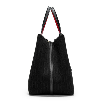 Large Capacity Tote Bag – Monogram Knitted Shoulder Bag for Women