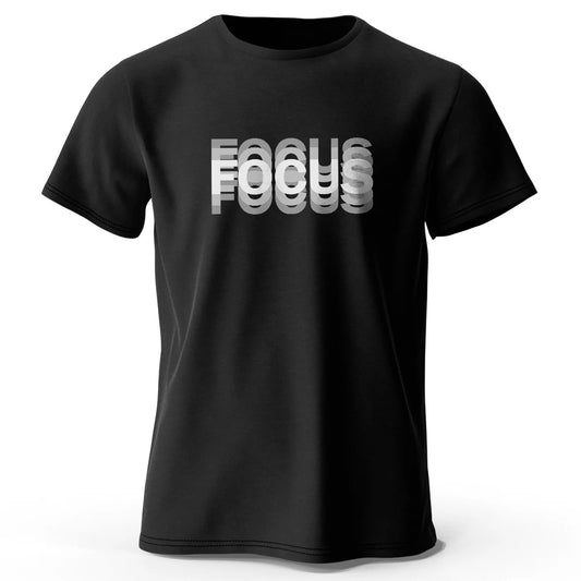 Focus Letter Graphic Cotton T Shirt Minimalist Unisex Short Sleeve Tee