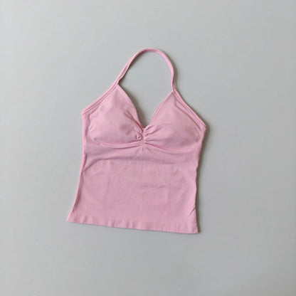 Women's Strappy Backless Crop Top & Scrunch Shorts Set – Gym Yoga Activewear