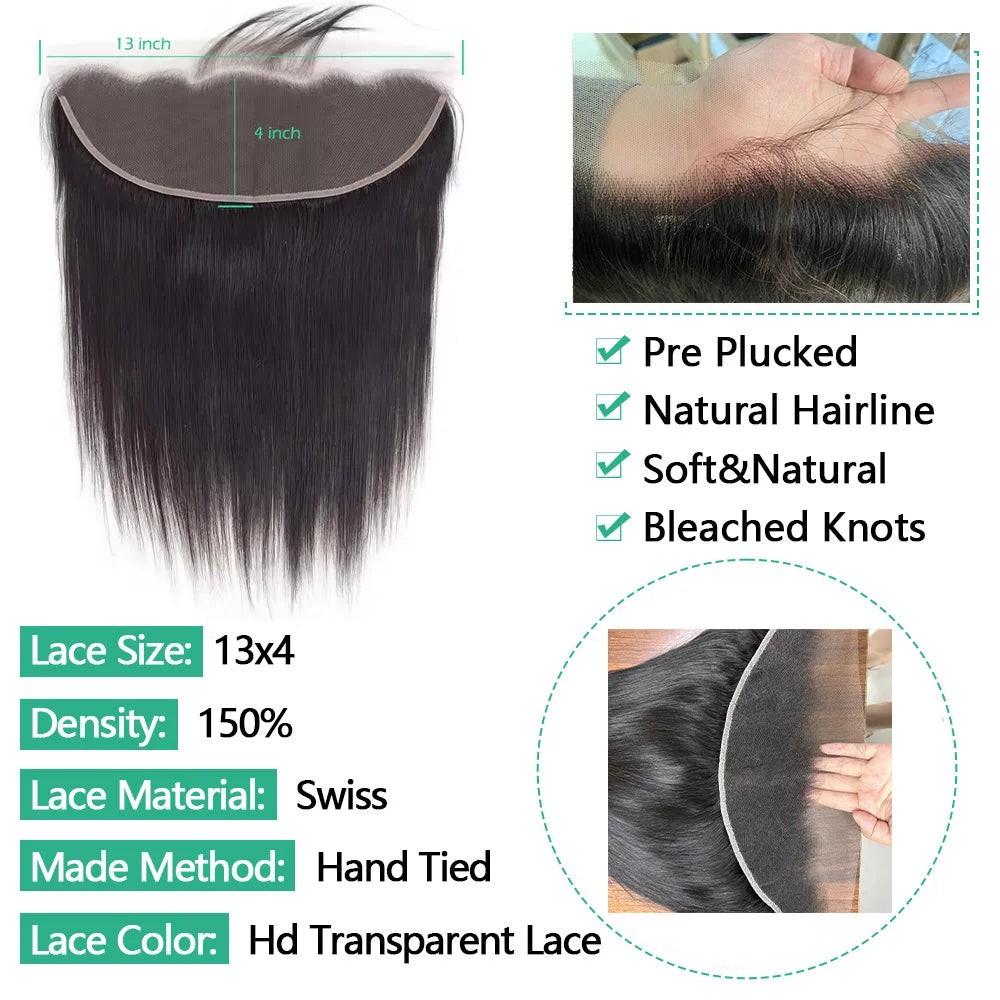 Straight Human Hair Lace Closure & Frontal - Remy Hair