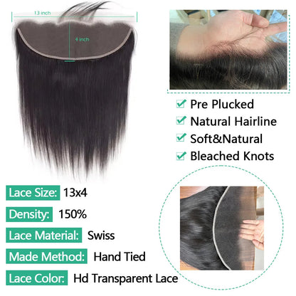 Straight Human Hair Lace Closure & Frontal - Remy Hair