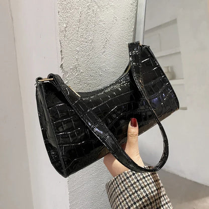 Retro Crocodile Pattern PU Leather Shoulder Bag – Women's Clutch Purse
