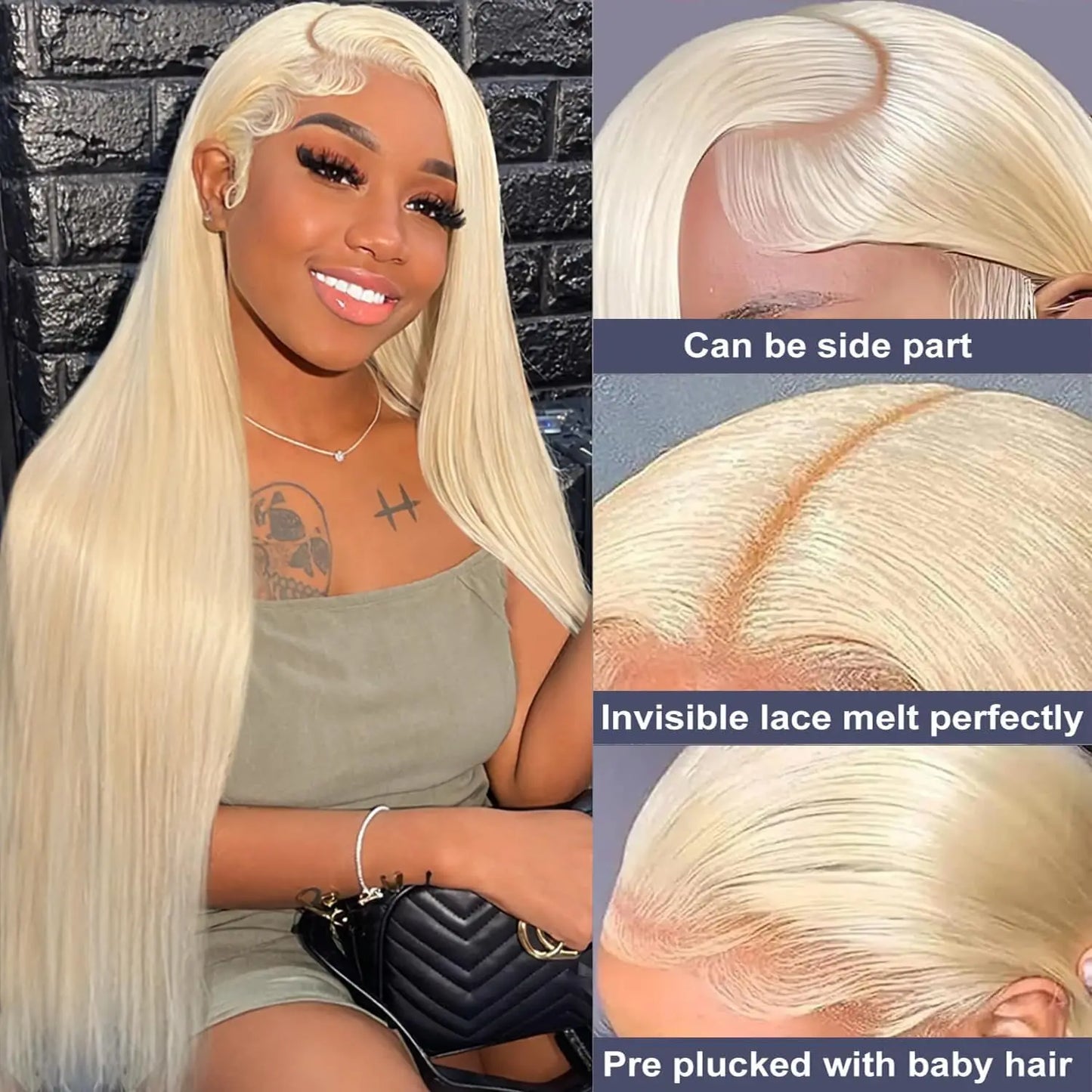 30 Inch 613 Lace Front Wig Human Hair Blonde 13x6 Hd Transparent Wigs 180 Density L Straight Frontal