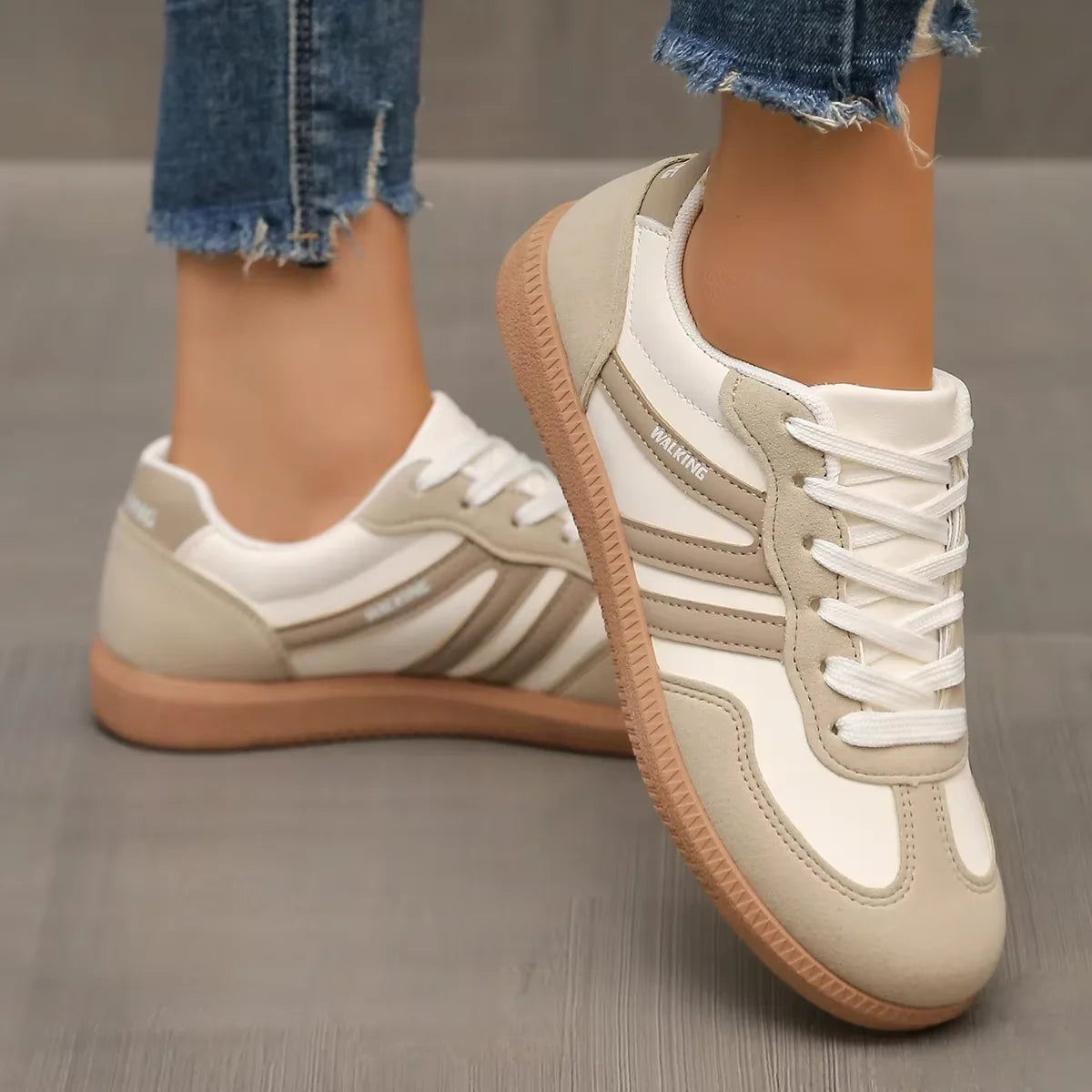 Women's Flat Sneakers – Lightweight Casual Lace-Up Loafers