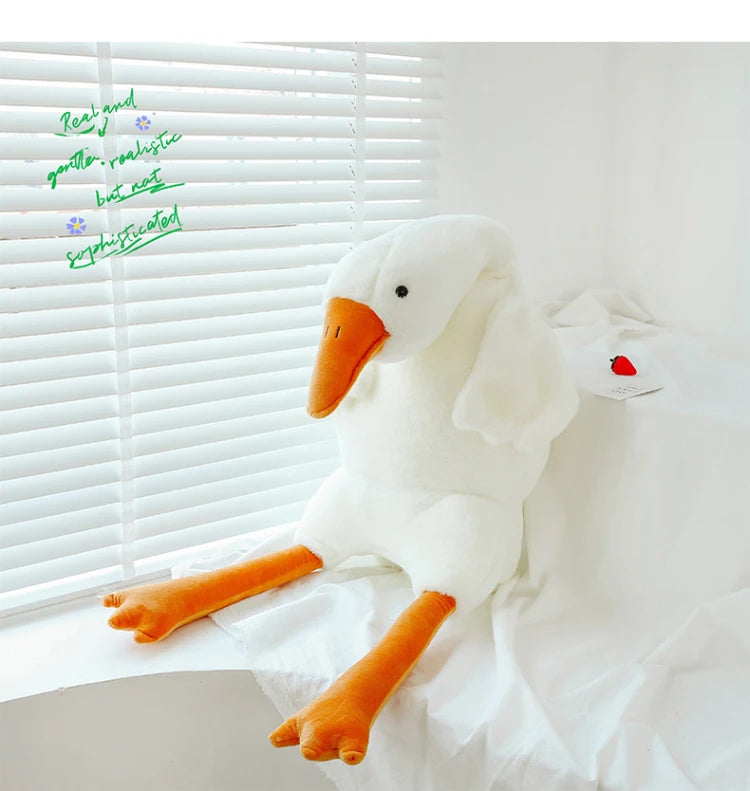 Giant White Goose Plush Pillow Toy – Soft Stuffed Animal Doll
