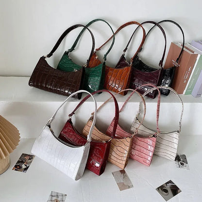 Retro Crocodile Pattern PU Leather Shoulder Bag – Women's Clutch Purse