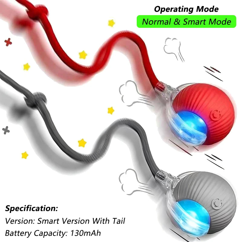 Cat Teaser Ball Toy with Tail – Interactive LED Catnip Toy
