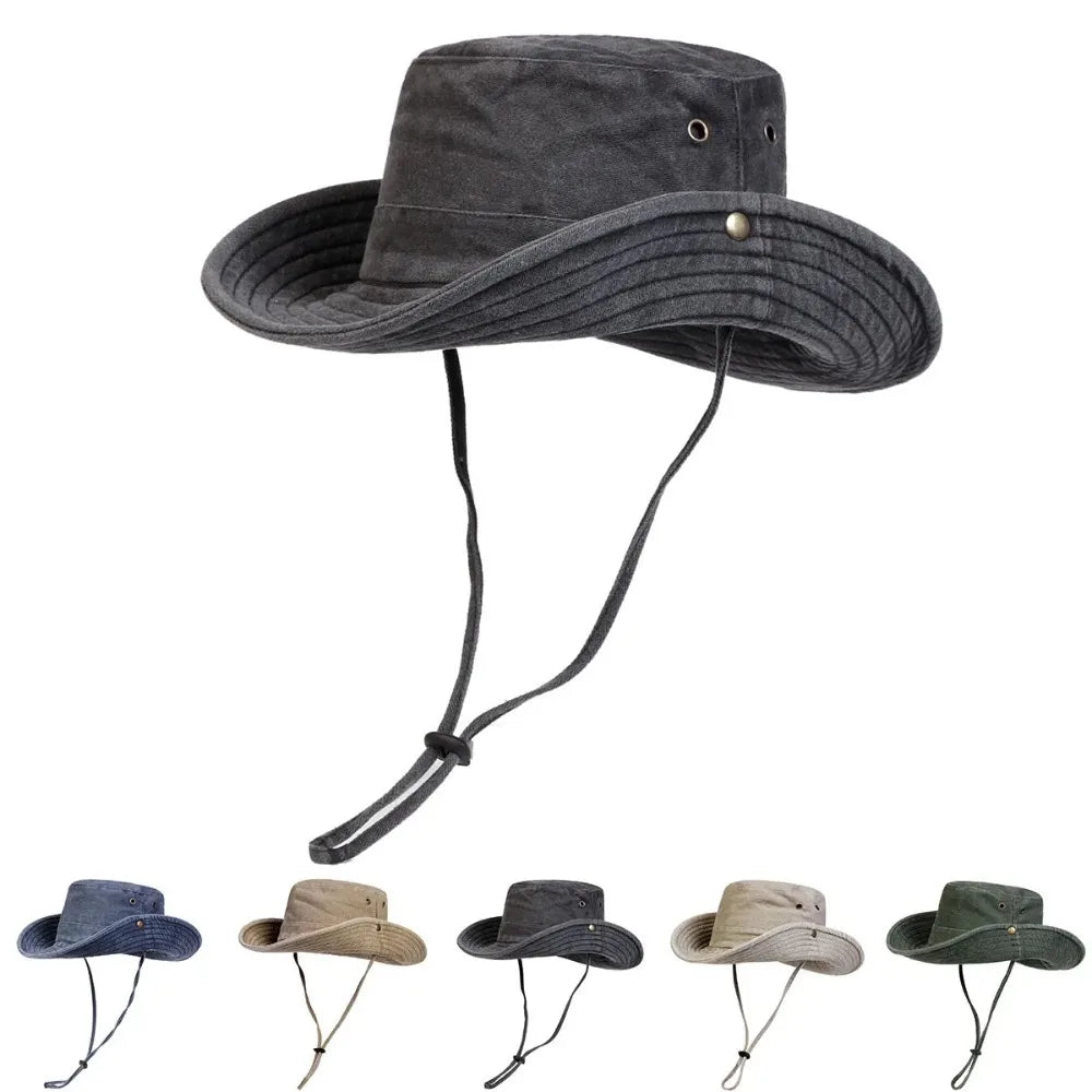 Cotton Outdoor Sun Hat – Wide Brim Bucket Hat for Men & Women