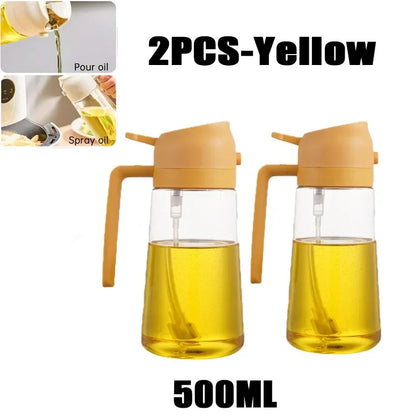 2-in-1 Oil Spray & Pour Bottle with Auto Lid – 500ml