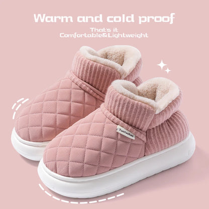 Winter Thick Soled Anti Slip Warm Cotton Shoes Fleece Bag Slippers External Wear - Anti Slip Thick