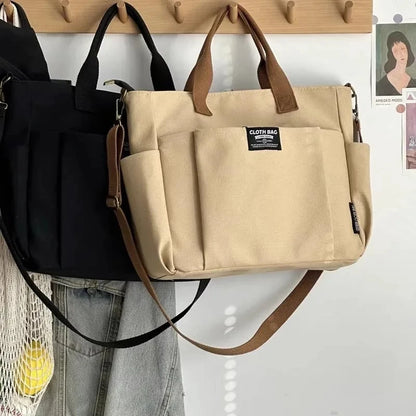Large Capacity Canvas Tote Bag – Minimalist Shoulder & Crossbody Bag for Women