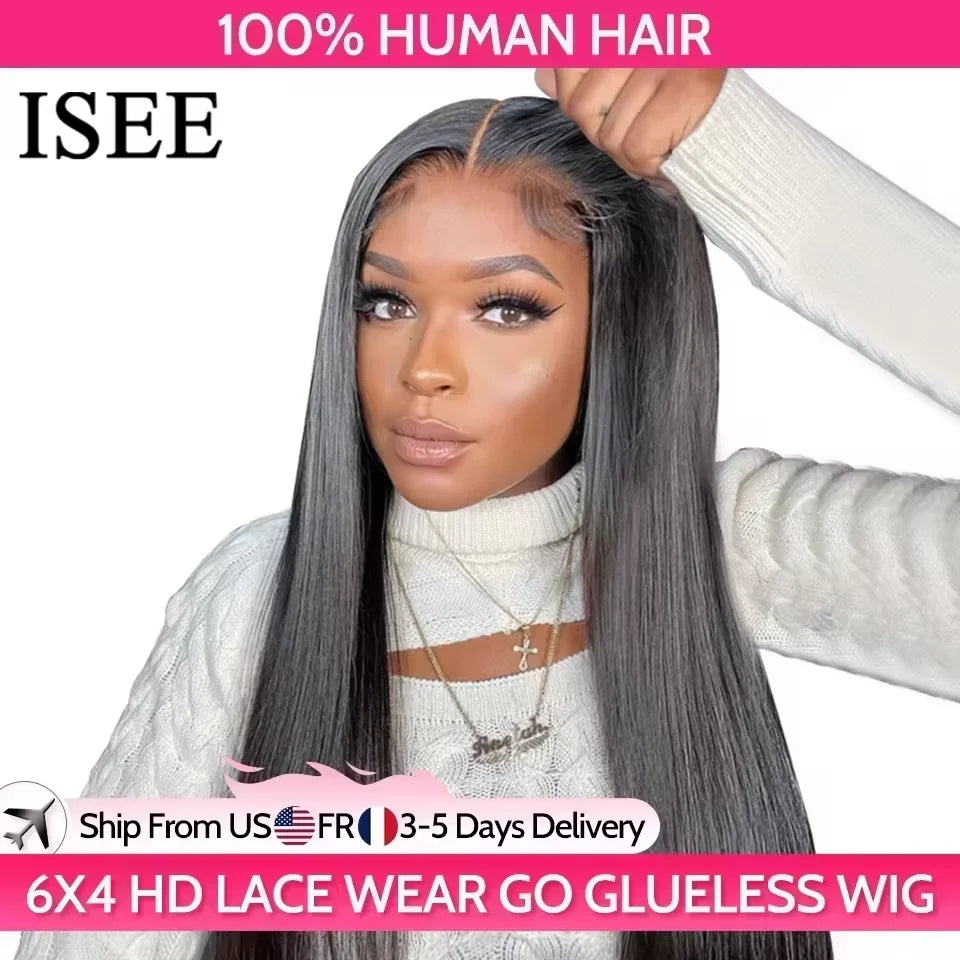 7x5 HD Lace Glueless Wig Straight Human Hair Pre-Cut Pre-Plucked 180% Density