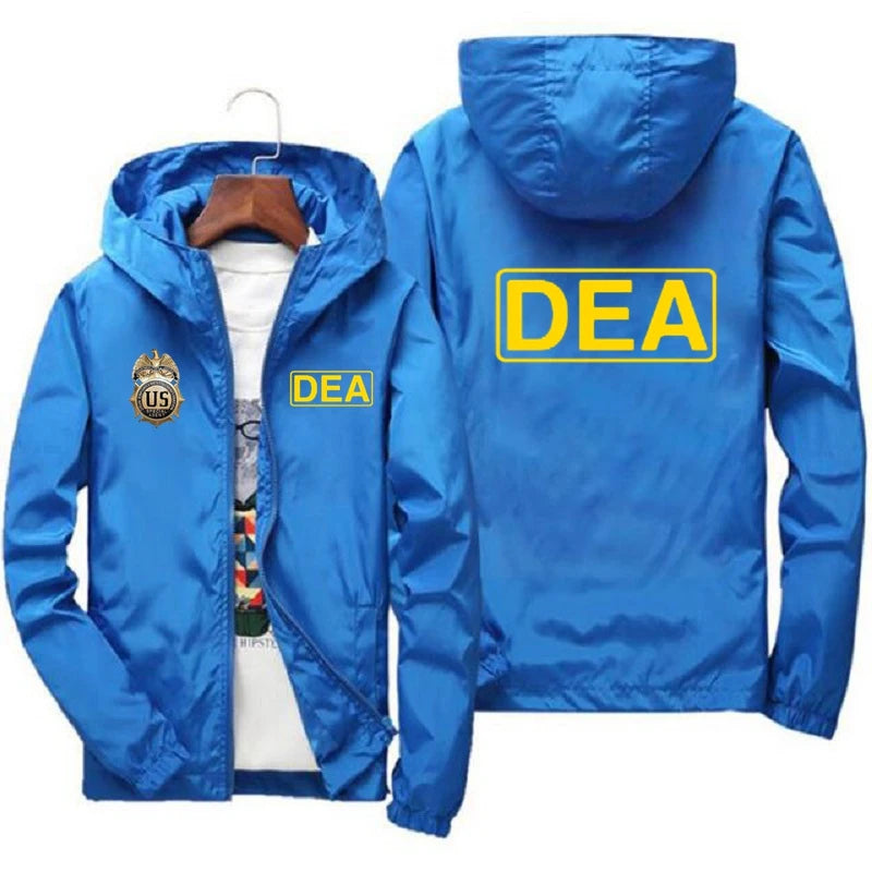 DEA Graphic Hooded Jacket – Men's Streetwear Zip-Up Windbreaker