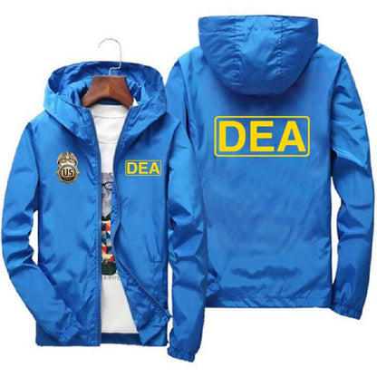 DEA Graphic Hooded Jacket – Men's Streetwear Zip-Up Windbreaker