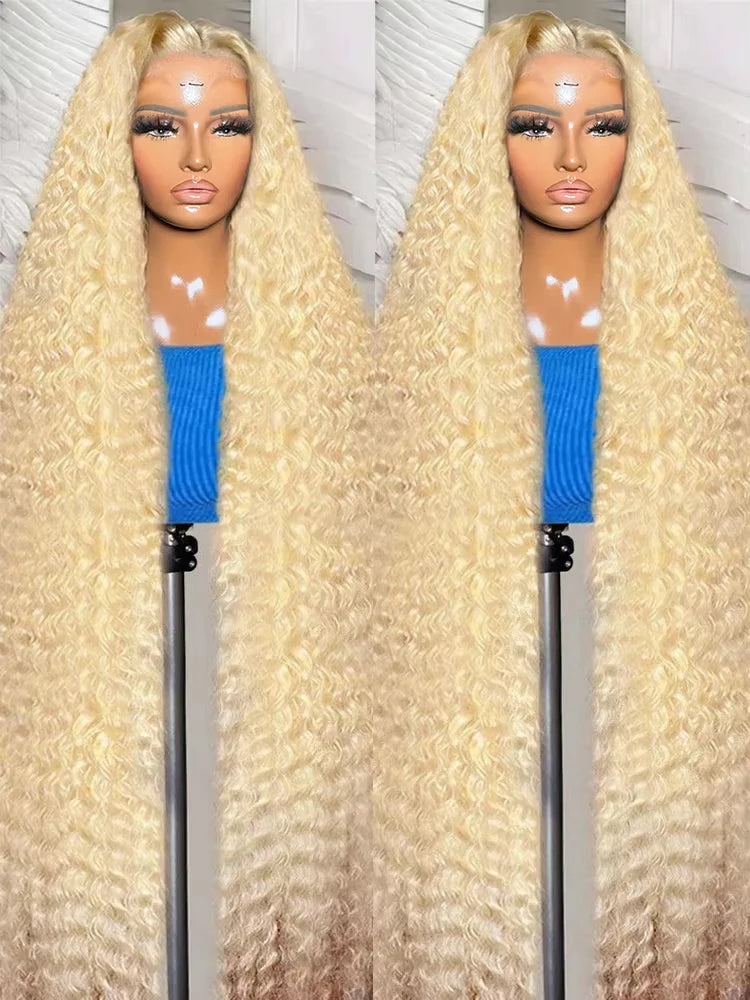 613 Blonde Lace Front Wig – Curly Human Hair, HD Lace