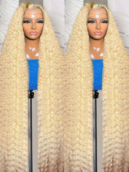613 Blonde Lace Front Wig – Curly Human Hair, HD Lace