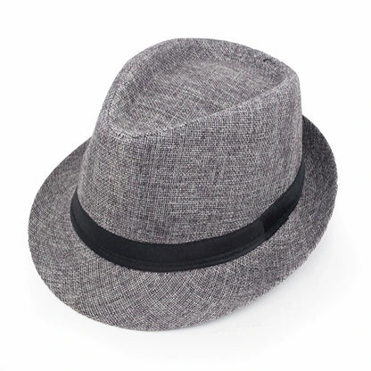 Linen Fedora Hat Unisex Summer Sun Hat with Band