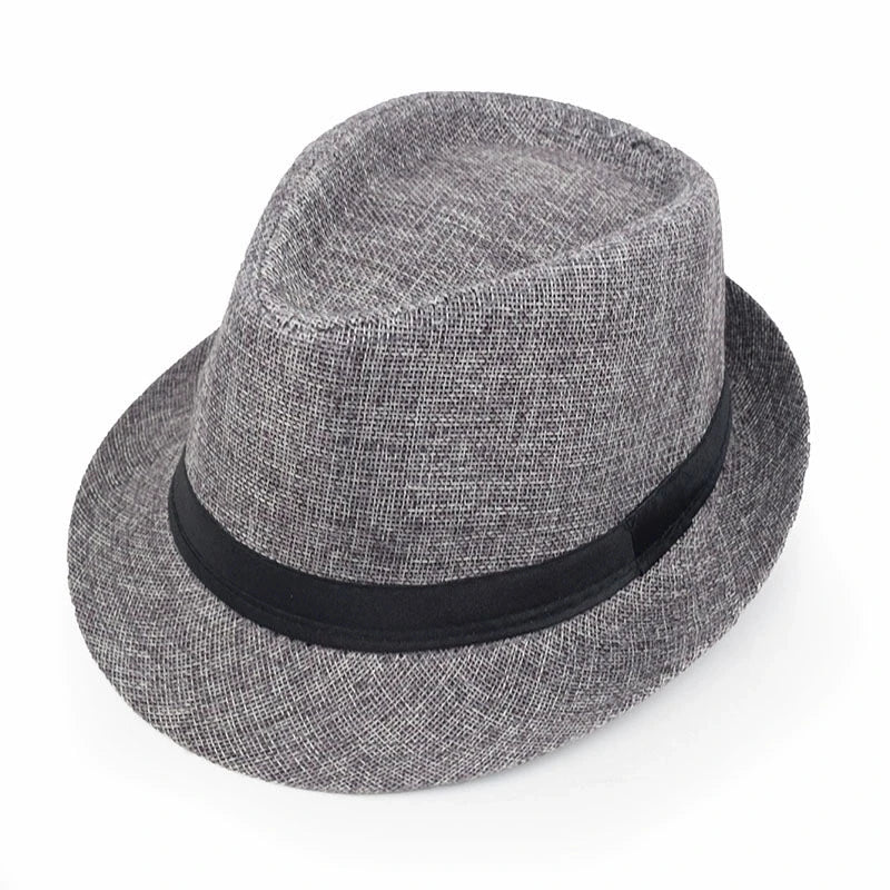 Linen Fedora Sun Hat – Unisex Summer Beach Jazz Cap