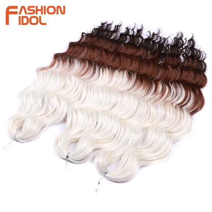 Anna 24 Inch Synthetic Hair Water Wave Braiding Extensions Ombre Blonde Deep Afro Curl Twist Crochet
