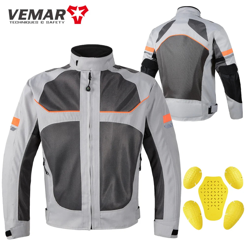 Vemar Men's Motorcycle Jacket – Mesh Motocross Protective Riding Coat