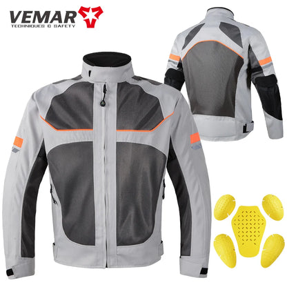Vemar Men's Motorcycle Jacket – Mesh Motocross Protective Riding Coat