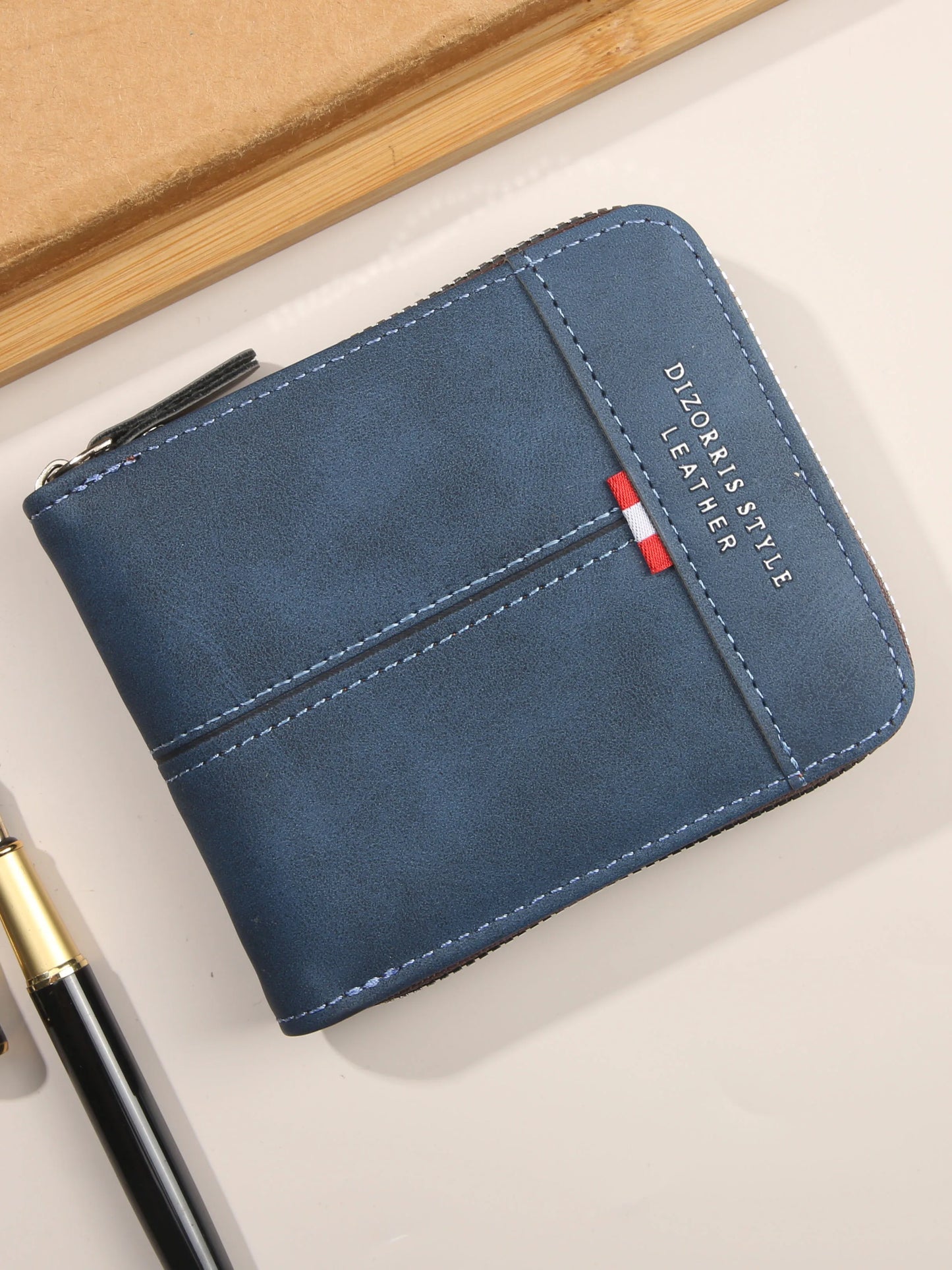 Men's Zipper Wallet – Short Trifold Retro PU Leather Bifold
