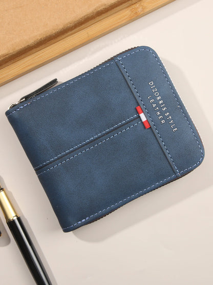 Men's Zipper Wallet – Short Trifold Retro PU Leather Bifold