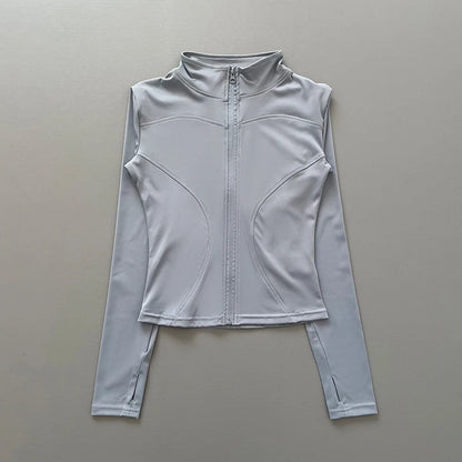 Women's Zip-Up Workout Jacket – Stretch Fitted Running & Yoga