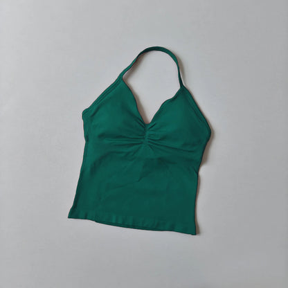 Women's Strappy Backless Crop Top & Scrunch Shorts Set – Gym Yoga Activewear
