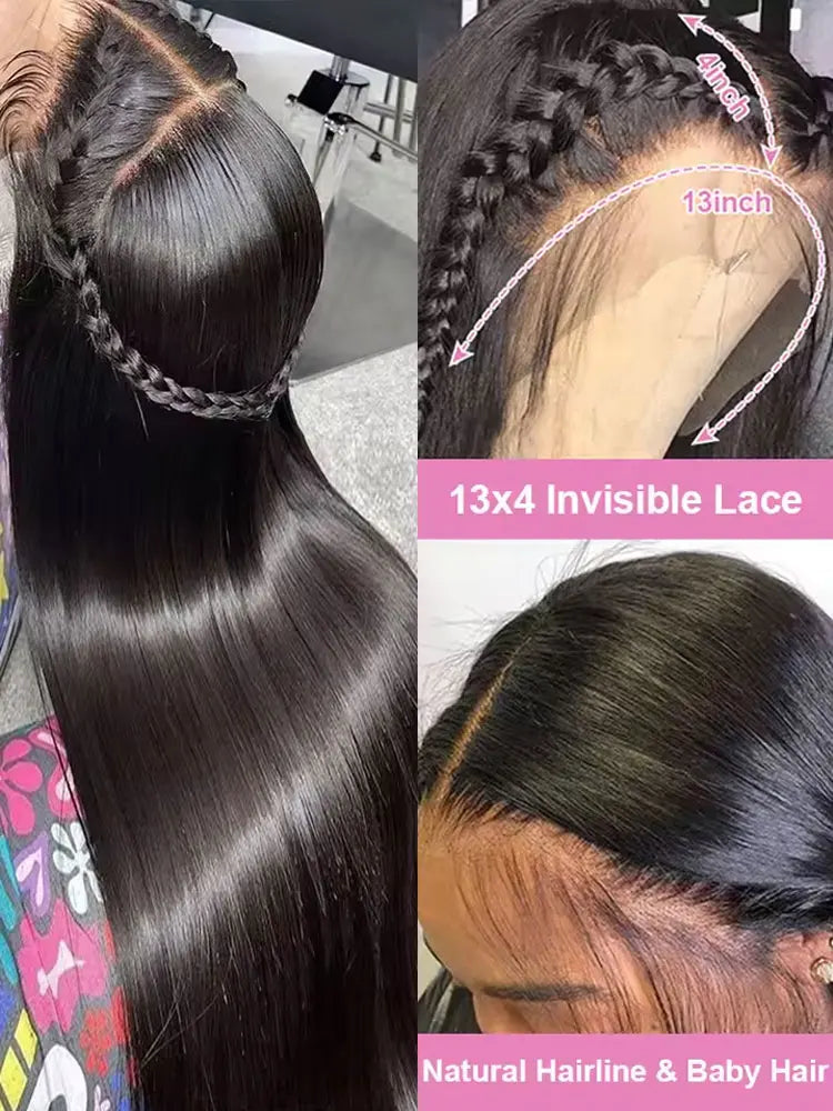 40 42 Inch 13x4 13x6 Hd Transparent Bone Straight Lace Front Wigs 250 Brazilian Human Hair 5x5