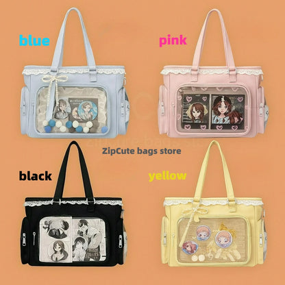Anime Ita Bag Large Shoulder Tote with Clear Window – Kawaii Crossbody Bag for Fans
