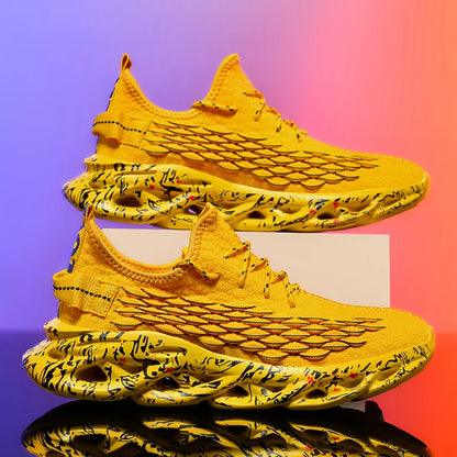 Men's Blade Sole Running Sneakers – Breathable Knit Luxury Trainer