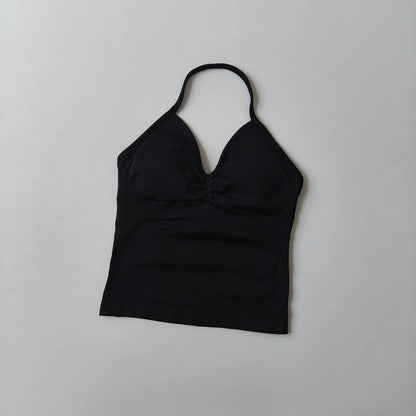 Women's Strappy Backless Crop Top & Scrunch Shorts Set – Gym Yoga Activewear