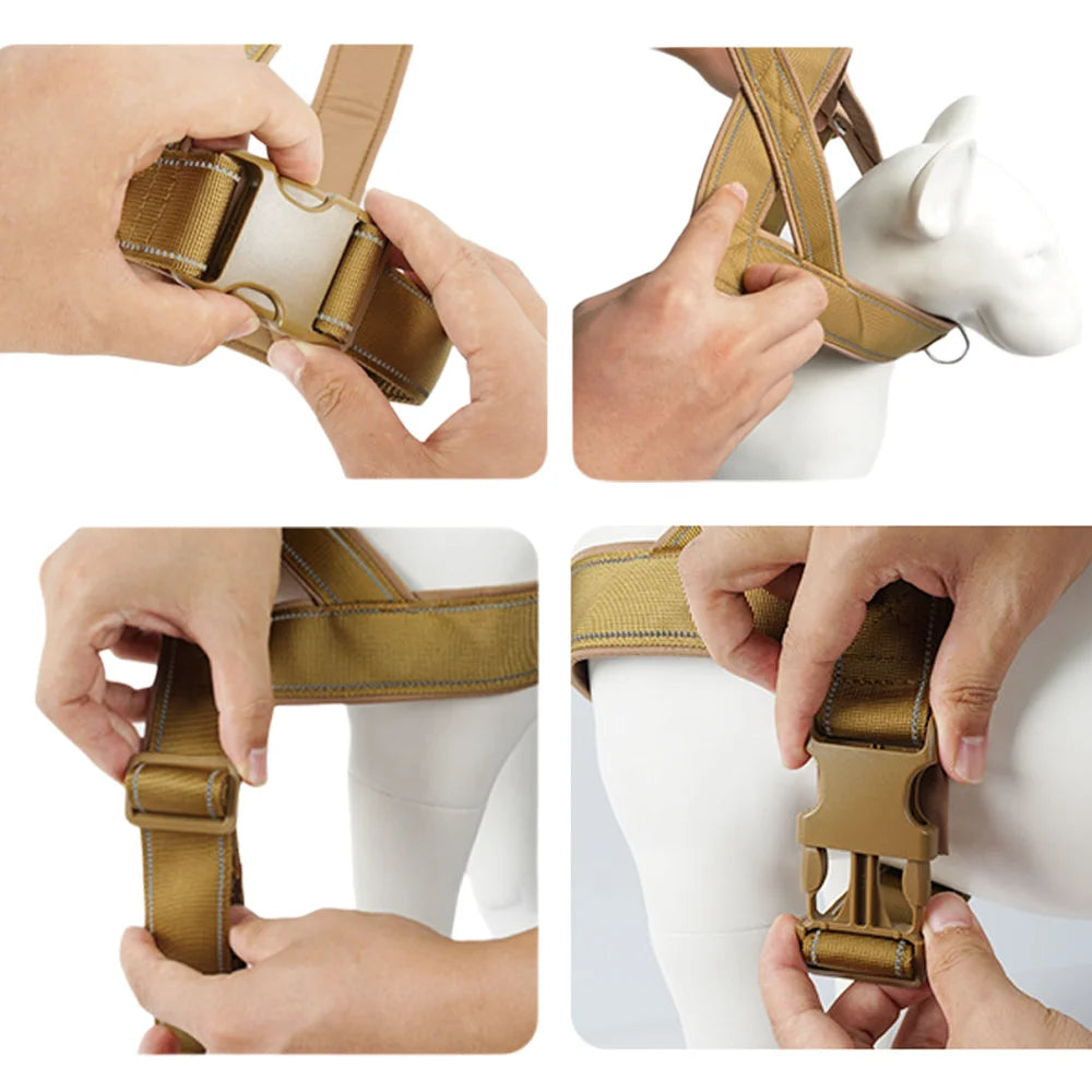 Tactical No-Pull Dog Harness – Adjustable Padded Nylon Vest