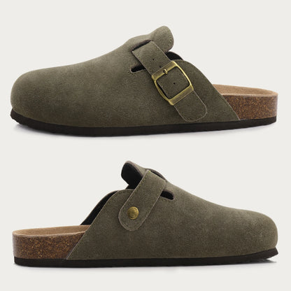 Women S Suede Mules Slippers Men Clogs Cork Insole Sandals Arch Support Outdoor Beach Slides Home