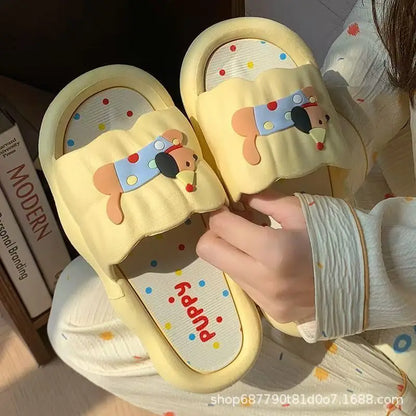 Cartoon Puppy Slippers Women Cushioned Anti-Slip Open-Toe