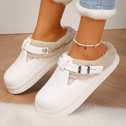 Winter Warm Fluffy Clogs Slippers Women Eva Waterproof Non Slip Home Slides Woman Lightweight Soft
