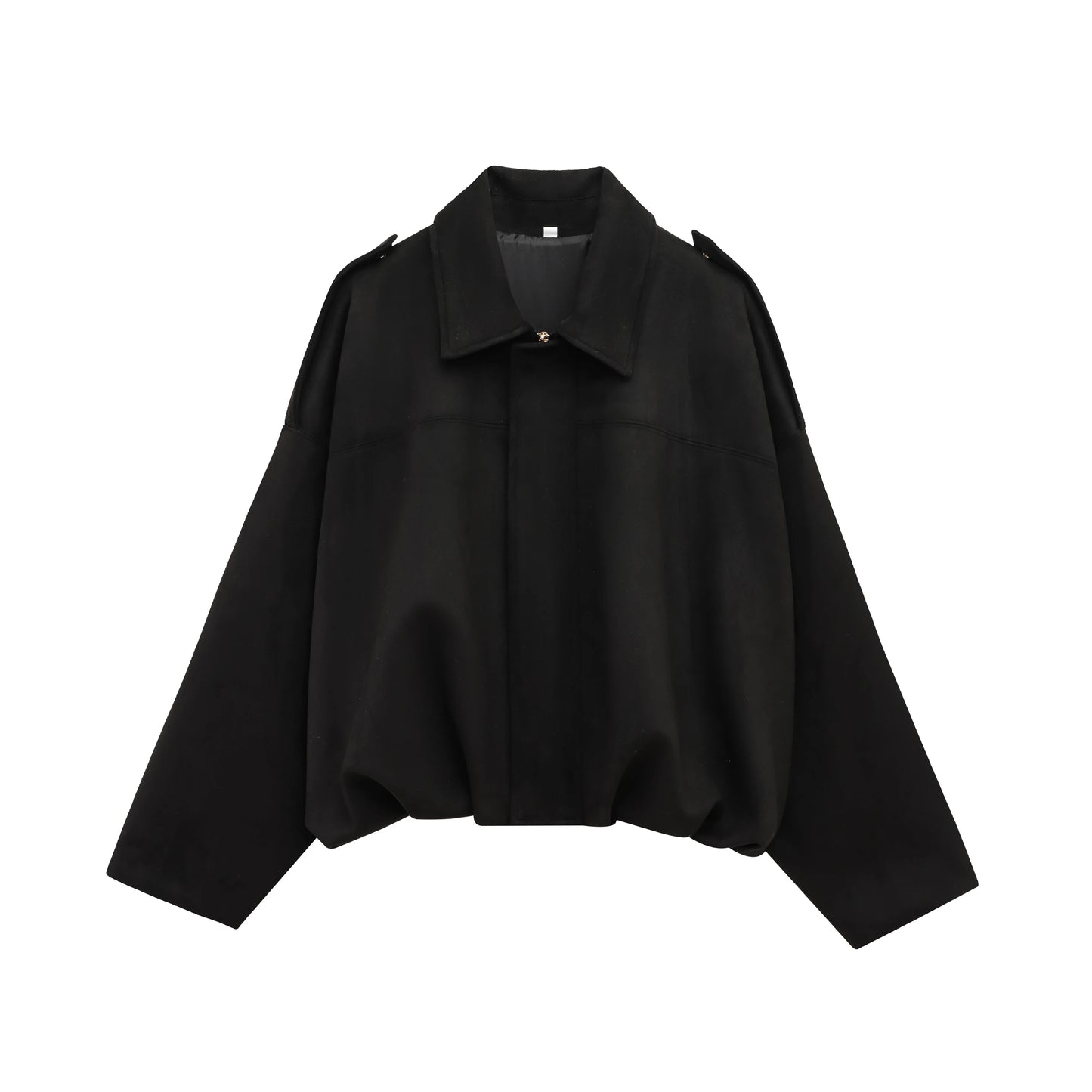 Women's Suede Bomber Jacket – Vintage Loose Zip-Up Coat with Lapel Collar