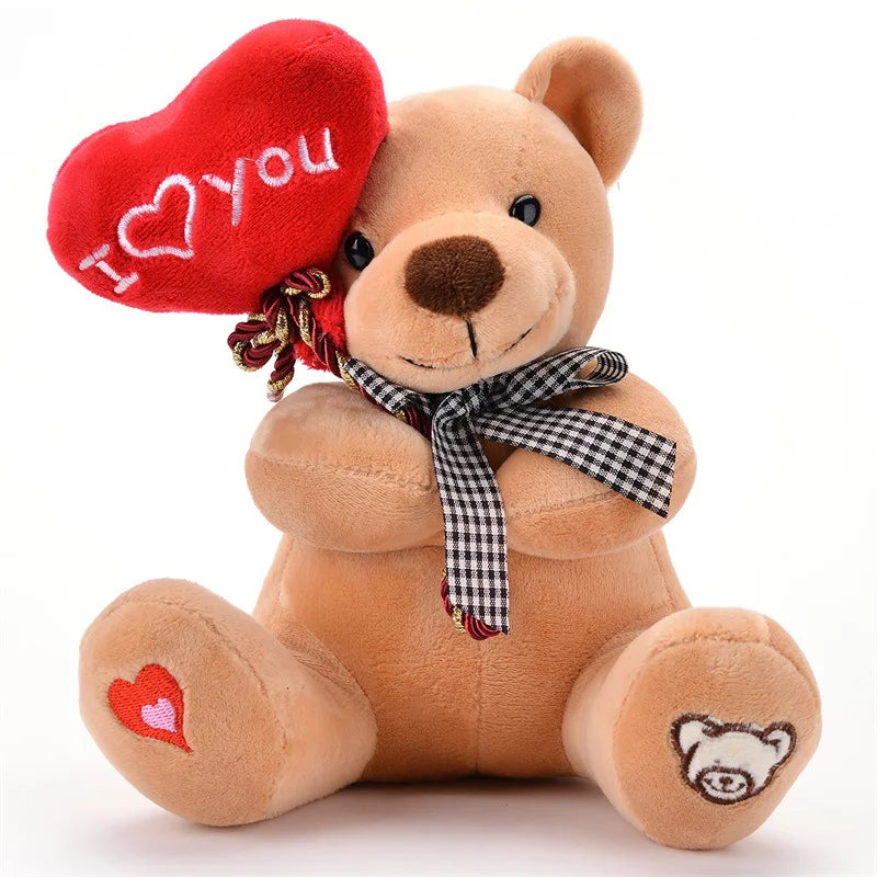 Teddy Bear Holding Heart Plush Toy – Cute Stuffed Animal Gift