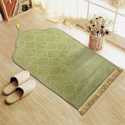 Islamic Prayer Rug with Tassels – Thick Soft Flannel, Anti-Slip