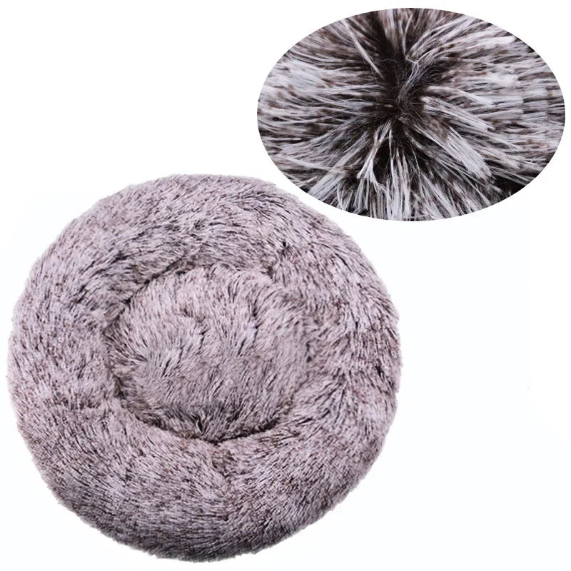 Round Plush Pet Bed – Super Soft Donut Bed for Dogs & Cats