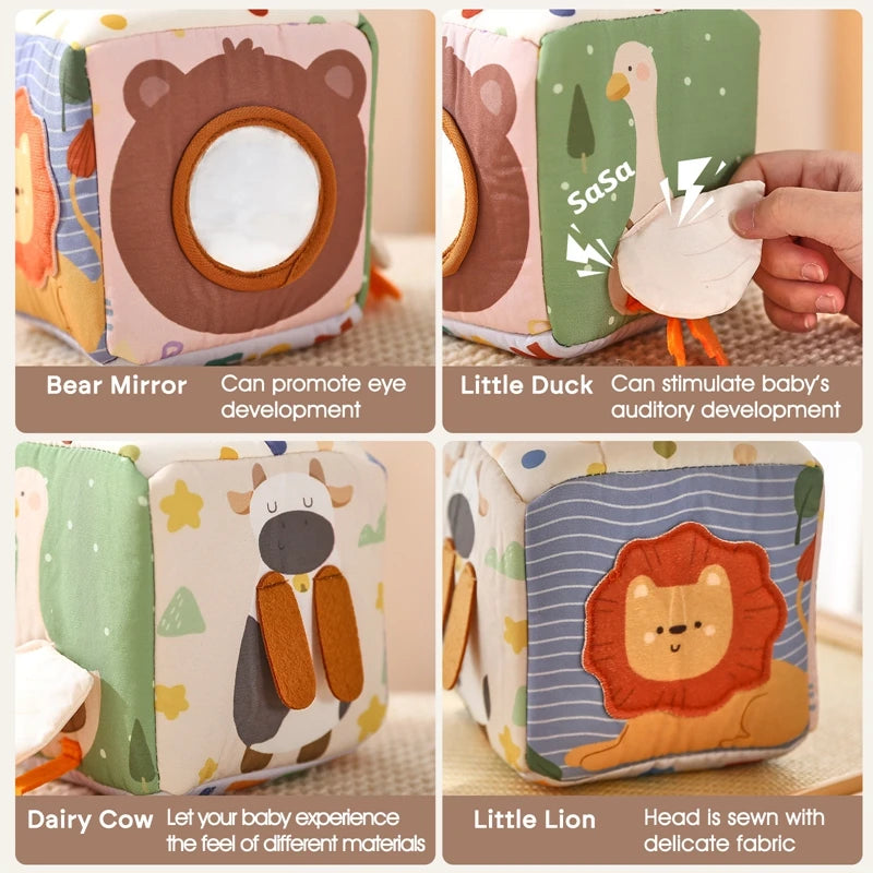 Montessori Baby Busy Box with Sensory Scarves & Cloth Toys