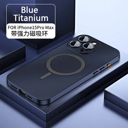 Aluminum Metal Frame Magnetic Case Iphone 13 12 14 15 16 17 Pro Max Magsafe Wireless Charging Lens