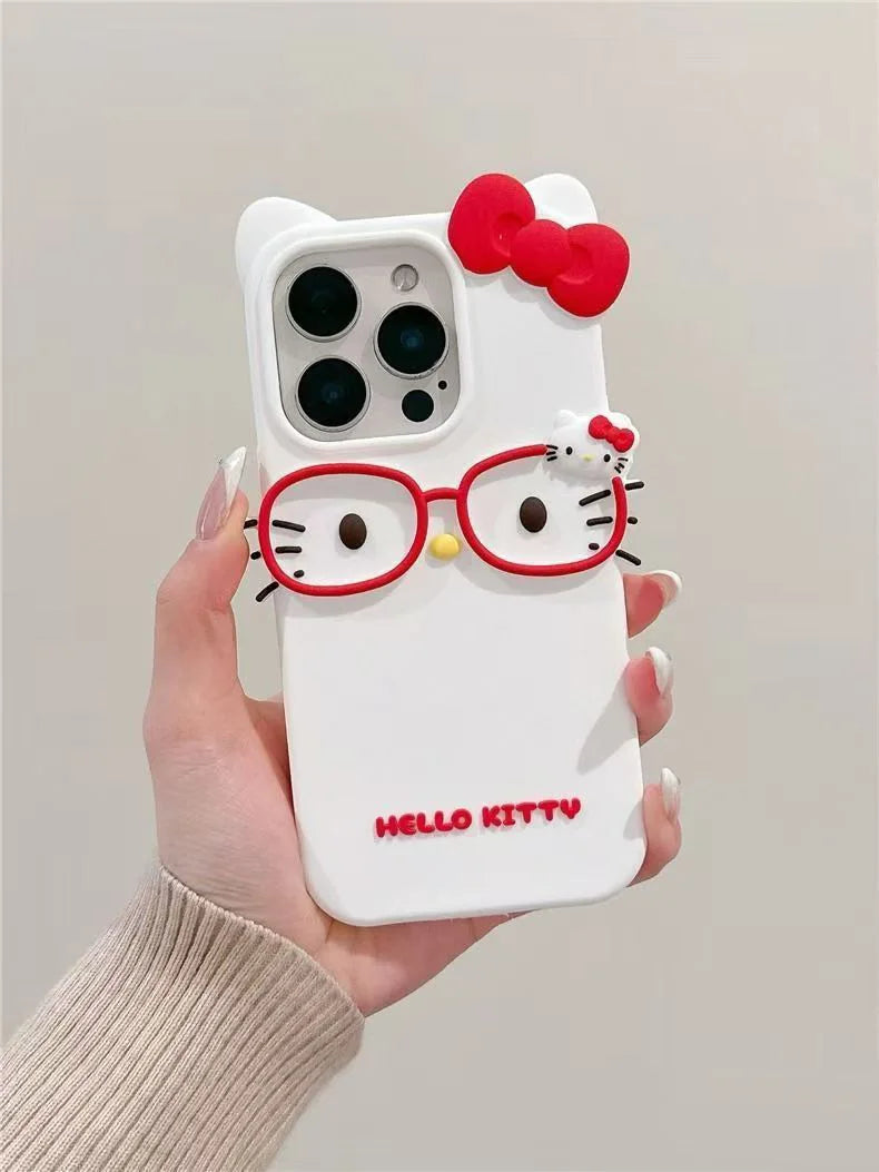3d Glasses Cat Silicone Phone Case Iphone 17 Pro Max 16 15 Plus 14 13 Mini 12 11 4 4s 5 5s 7 8 Se