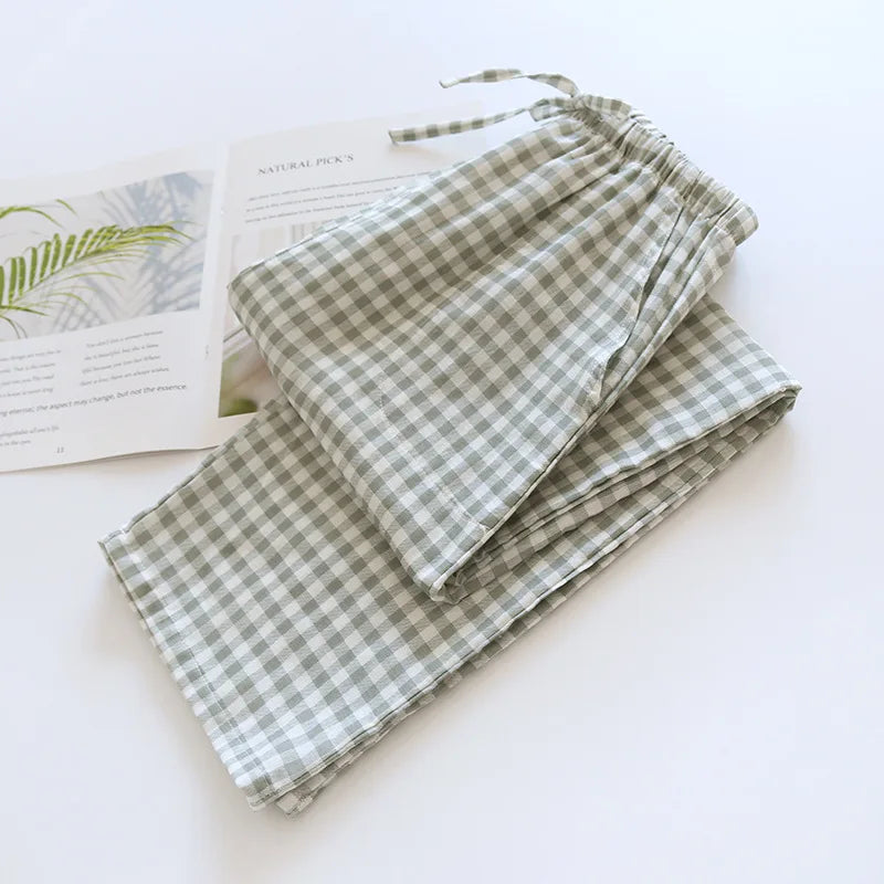 Plaid Cotton Pajama Pants for Men & Women