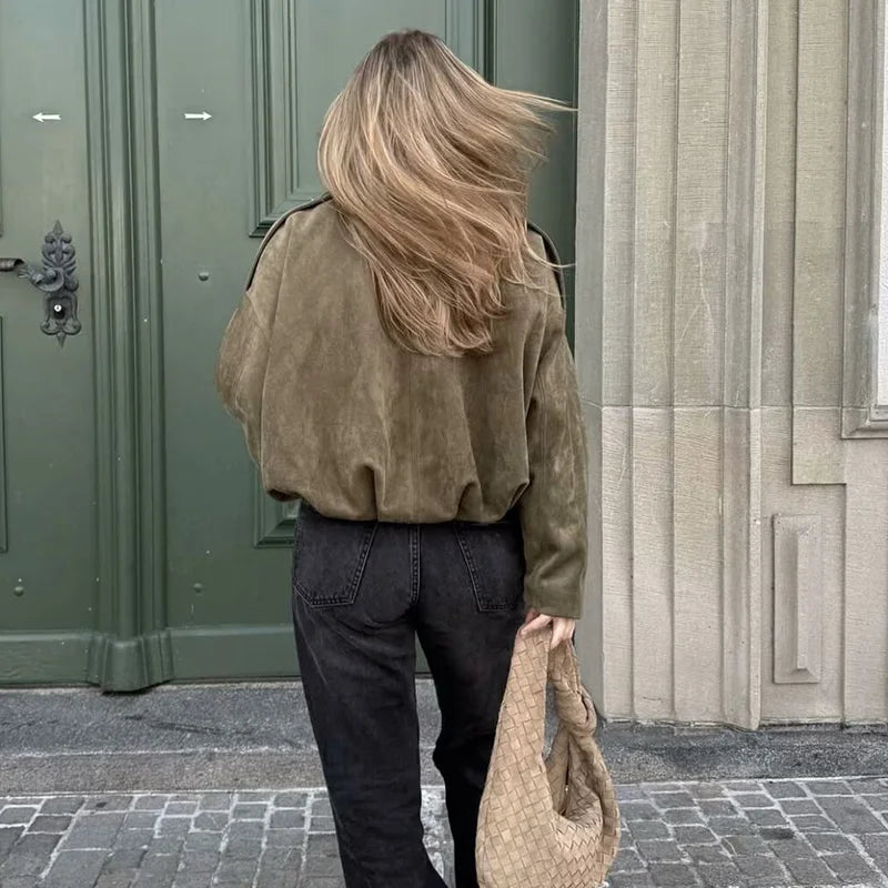 Women's Oversized Bomber Jacket – Vintage Loose Outerwear