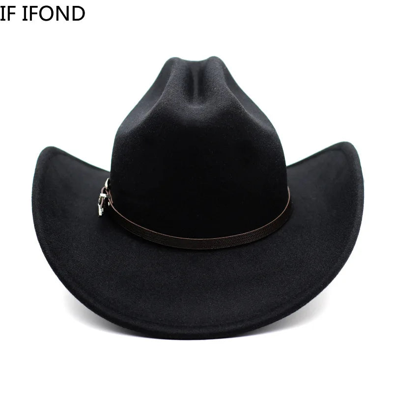 Wide Brim Cowboy Hat – Vintage Western Felt Hat for Men & Women