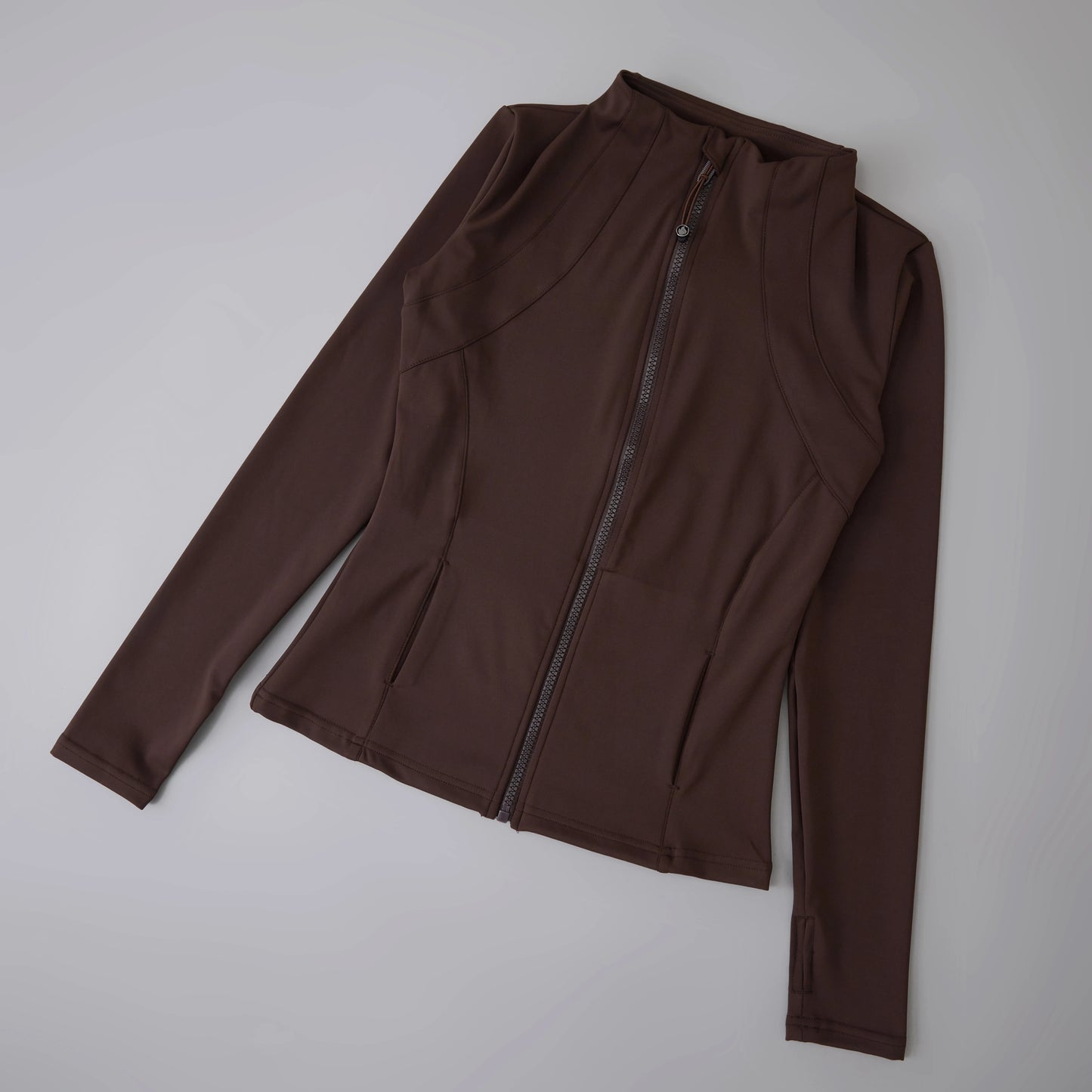 Women's Zip-Up Athletic Jacket with Thumb Holes – Slim Fit Running Top