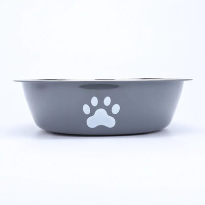 Stainless Steel Pet Bowl with Paw Print – Anti-Slip Dog & Cat Dish