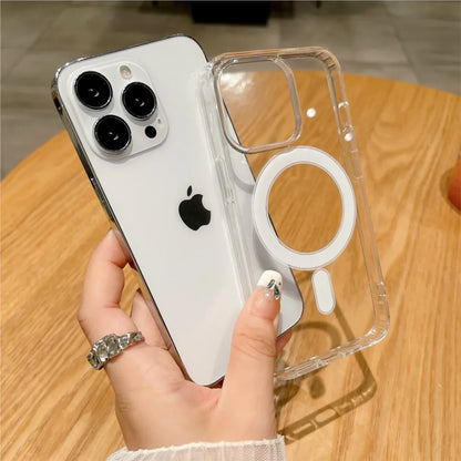 Magesafe Magnetic Transparent Wireless Charge Case Iphone 11 12 13 14 15 16 Pro Max Plus Mini
